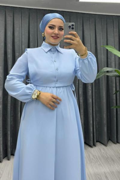 BOLEROLU ELBİSE  Bebe Mavisi