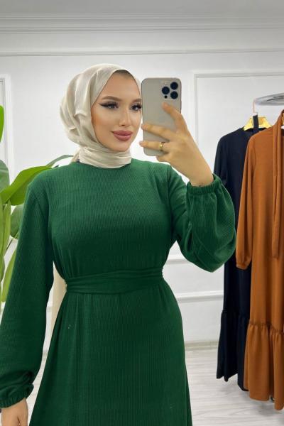 çelik örme triko elbise Zümrüt