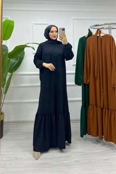 çelik örme triko elbise  boy 145 Siyah