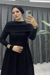 DRAPELİ  ELBİSE    Siyah