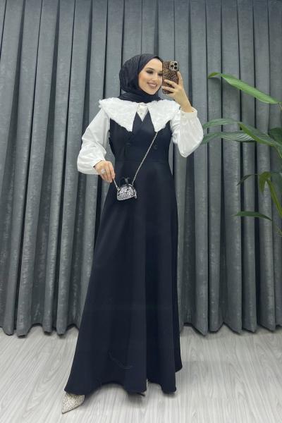 Düğme Detaylı Kemerli Jile Siyah Siyah