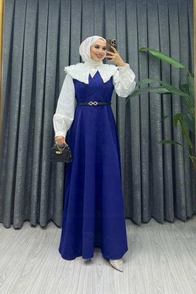 Düğme Detaylı Kemerli Jile Siyah Lacivert Lacivert