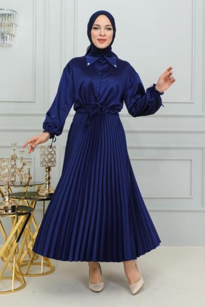 efsane piliseli saten takım Saks Mavisi