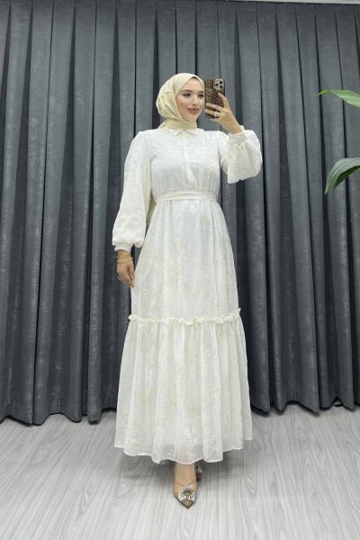 ESİNTİ ELBİSE Krem