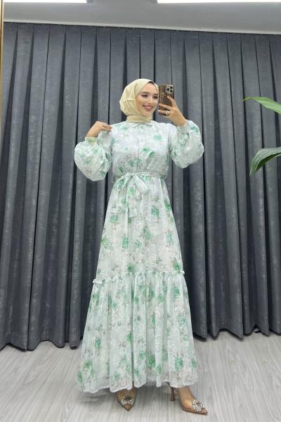 ESİNTİ ELBİSE  Yeşil