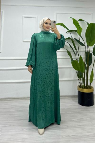 İNCİ JAKARLI ELBİSE Yeşil