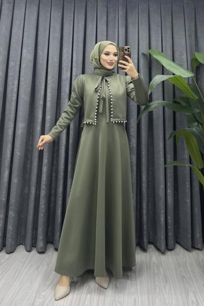İNCİLİ CEKETLİ ELBİSE Yeşil