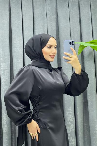 KRUSE SATEN ELBİSE Siyah