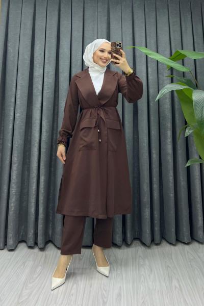 LİNDA ÜÇLÜ TAKIM   Kahverengi