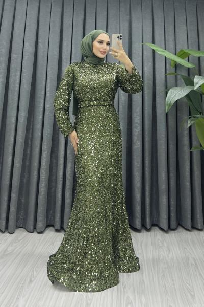 Payetli Abiye Yeşil