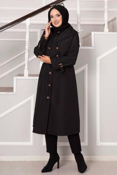 PERIY YELEKLİ TRENÇH Siyah