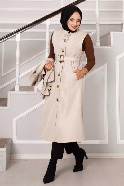 PERIY YELEKLİ TRENÇH Taş Şal