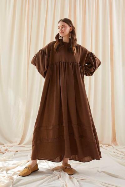 Salaş Müslin elbise  Kahverengi