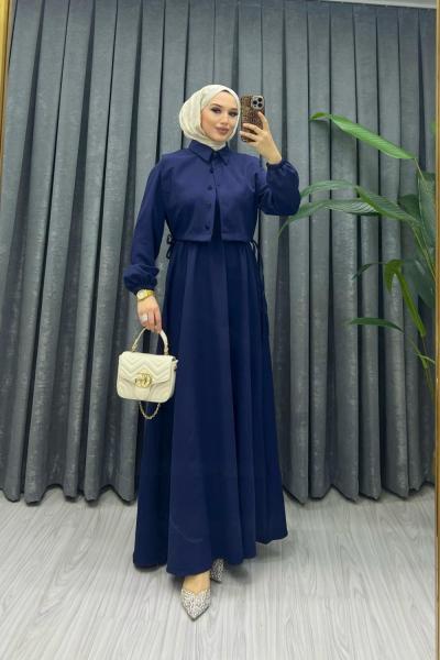 Tesettür Elbise Takım Lacivert Lacivert
