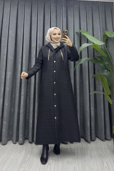 Uzun kapitone kaban Siyah