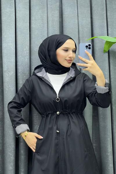 Yağmurluk trenç kap Siyah