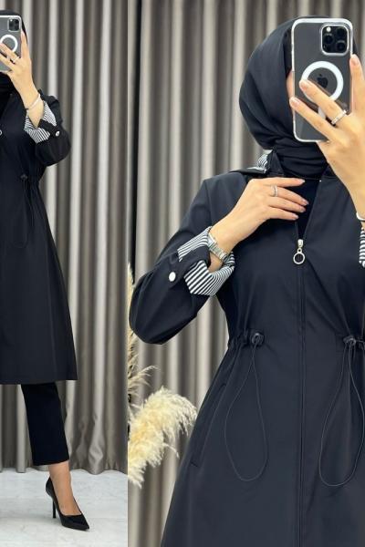 Yağmurluk trenç kap Siyah