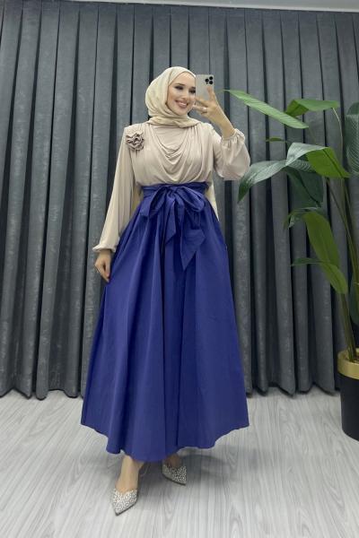 Yeni Sezon Kuşaklı Etek Lila